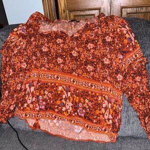 American Eagle Outfitters Floral Red Blouse